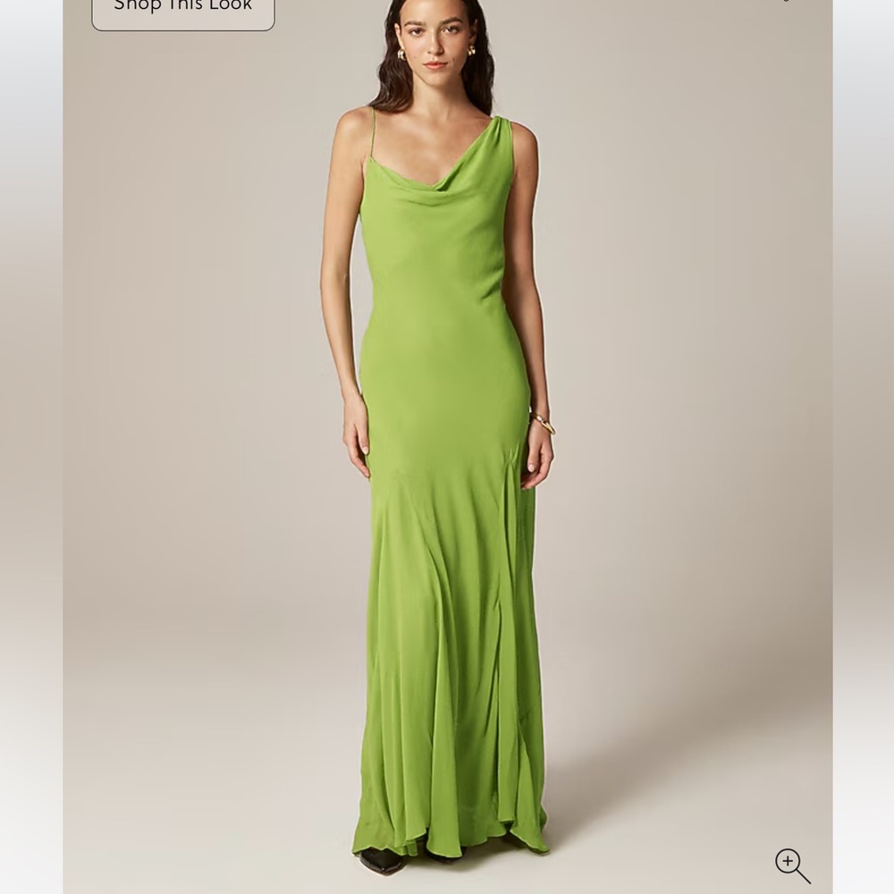 NWT J.Crew Asymmetrical Cowl-neck Dress in Chiffon - Green